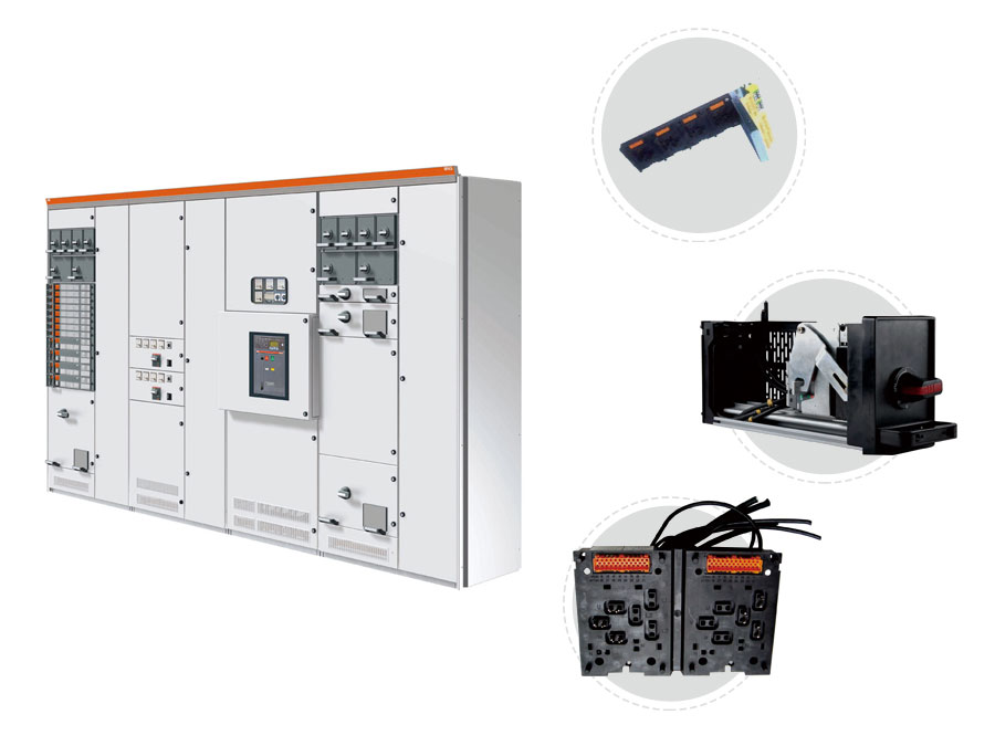 High and low voltage switch cabinet components and cabinet composition